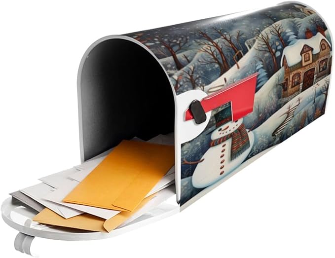 DADABULIU Mailbox Covers Snowman Forest Winter House Snowman Forest Winter House Magnetic Letter Post Box Cover Standard Size 25.5 x 21 Inch Garden Yard Home Decorative