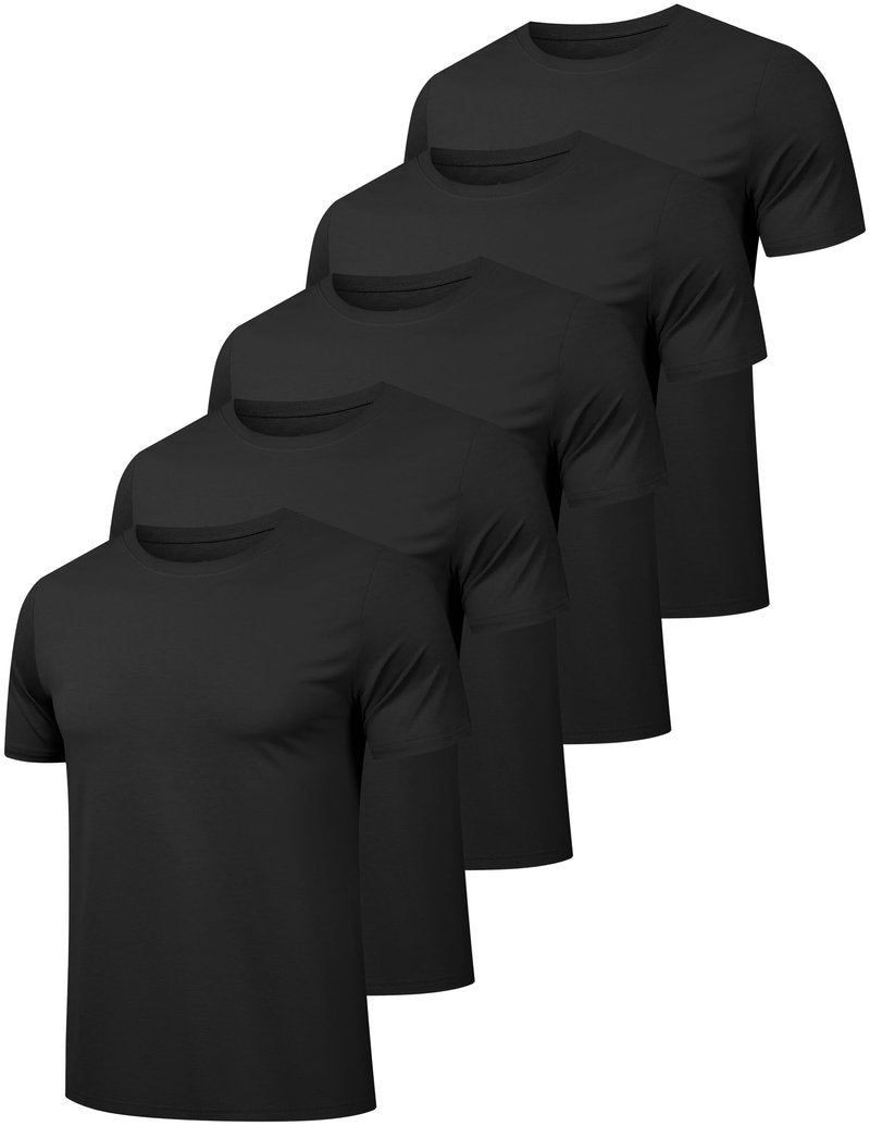 OYGSieg 5 Pack Mens Workout Shirts Quick Dry Short Sleeve Athletic Crew Neck T-Shirts for Running Gym Training Fitness 5B XL