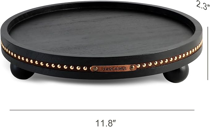 Decor Decorative Round Tray 11.81in for Home Decor for Coffee Table Farmhouse Kitchen Table Living Room Bathroom Centerpiece Tray Decor