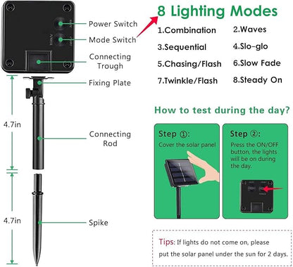 4 Pack Solar Chrismas Lights Outdoor, 170 FT Total 480 LED Solar String Lights for Outside with 8 Modes & Memory Function, Waterproof Twinkle Light for Xmas Tree Yard Party Decorations (Multicolor)
