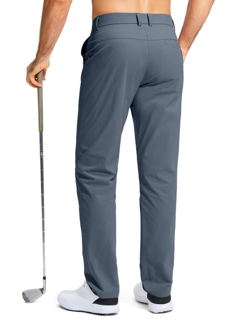 Pudolla Men's Golf Pants Work Dress Comfy Pants Casual Slacks Trousers with Pockets(Grey_Blue 30Wx32L)