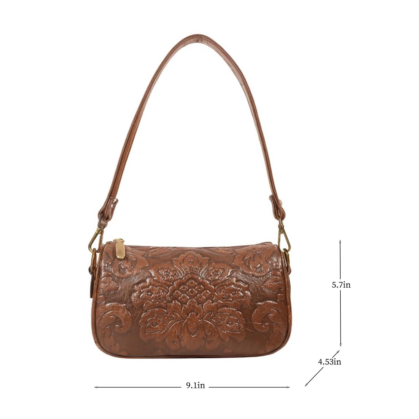 KJDFHNB Small Western Crossbody Bag for Women Trendy Wide Strap Shoulder Bags Design Floral Shoulder Cluth Purse Bag and Handbag (brown)
