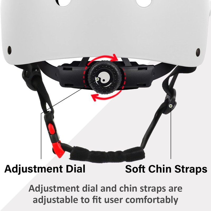 OUWOR Adult Skateboard Bike Helmet for Men and Women, Lightweight Adjustable, Multi-Sport for Bicycle Skate Scooter (White, Large)