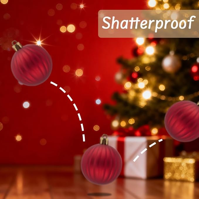 50ct Christmas Balls Ornaments for Xmas Tree, Red Shatterproof Christmas Tree Decorations Hanging Ball for Holiday Party Decor(1.57"-2.36")