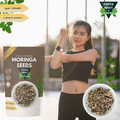 Green Royalty Moringa Seeds (350 + Count) – 100% Natural Non-GMO Herbal Seeds – Nutrient-Rich Superfood for Daily Balance – Sugar Free, Caffeine Free, Gluten Free – 2-Month Supply