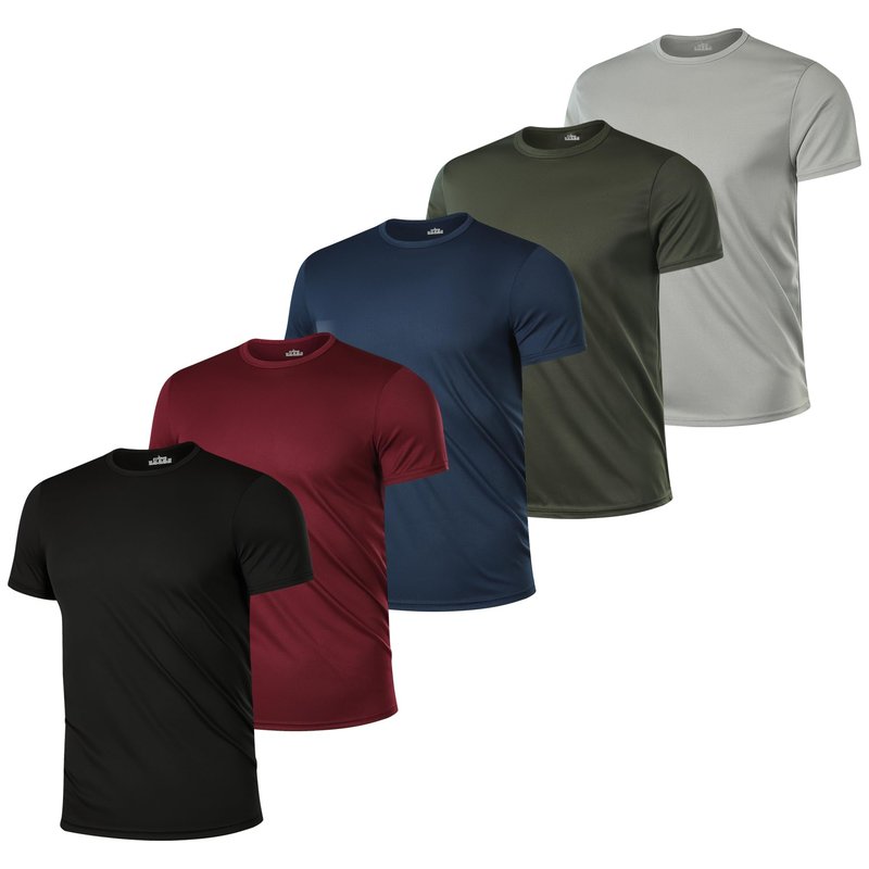 MTTYYD 5 Pack Men’s Short Sleeve Active Athletic Running T Shirts for Men Gym Workout Moisture Wicking-G-S