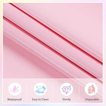 6 Packs Disposable Plastic Tablecloths 54 x 108 Inch Light Color Rectangle Tablecloth Waterproof Table Covers for Baby Shower Girl Birthday Princess Party Cake Decoration
