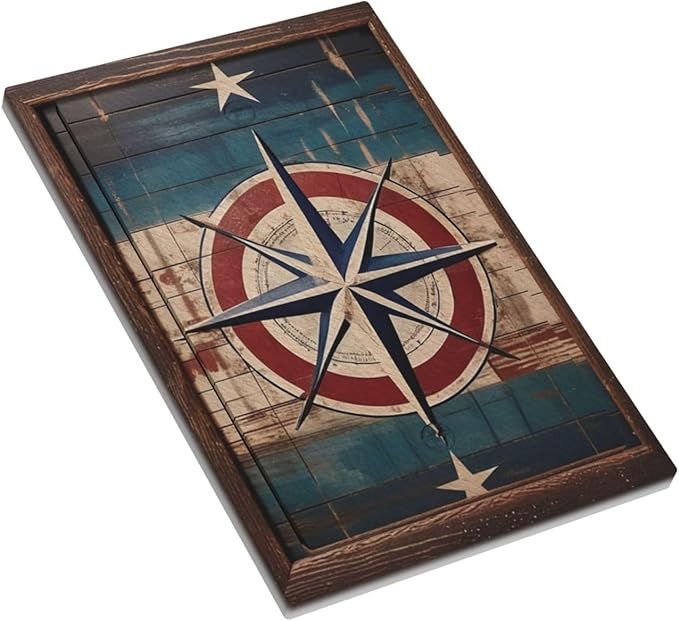 Decorative Art Light Switch Covers Nautical Rustic Star Emblem 1 Gang No Device Blank Switchplate Electrical Faceplate for Home Decor