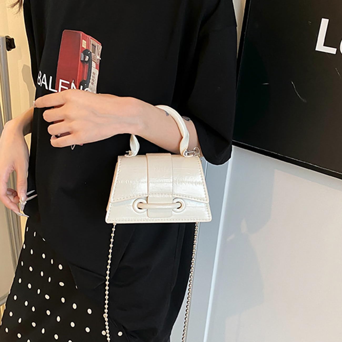 Mini Crossbody Bags Women's Y2K Purses Top Handle Crossbody Bag Clutch Shoulder Handbag for Cocktail Party Prom Wedding White