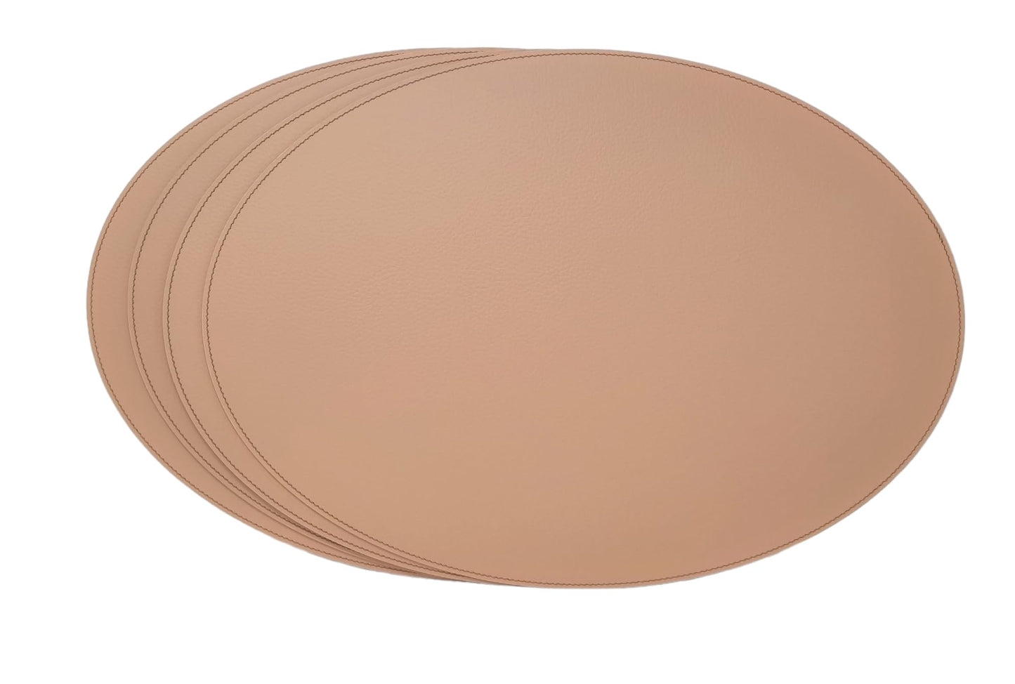 Nikalaz Oval Placemats Set (Pack of 4) Recycled Leather Table Mats 18 x 13 inches (45.7 x 33 centimetres), Kitchen Dining Table Decor by Nikalaz (Camel Light)