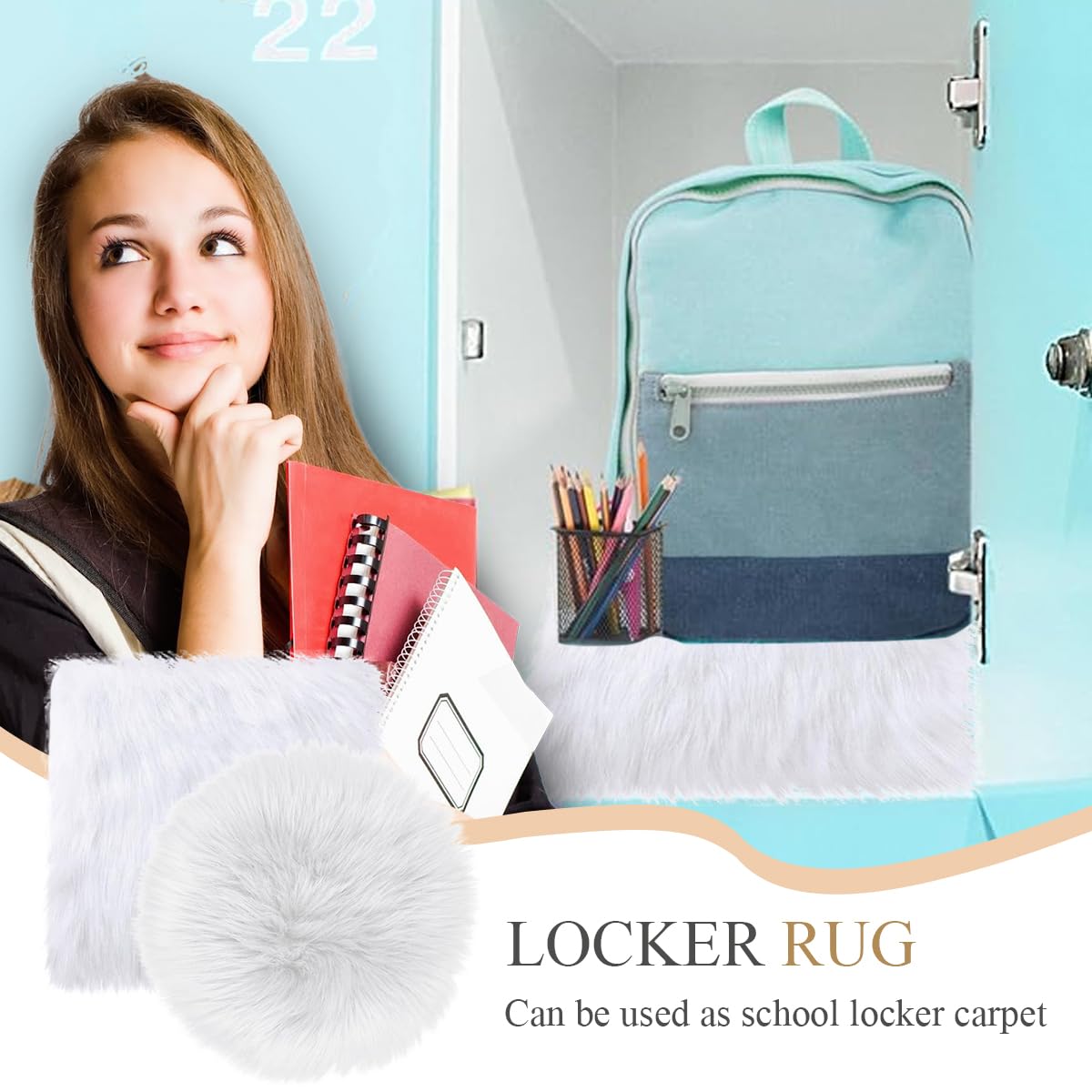 Dxmimer 2Pack 12 Inches Mini Faux Fur Rug,Soft Fluffy Plush Area Rug Chair Cover Seat Pad Nail Mat,Locker Rug,White Photo Props Background for Tabletop Photography, Jewelry, Nail Art, Home Decor