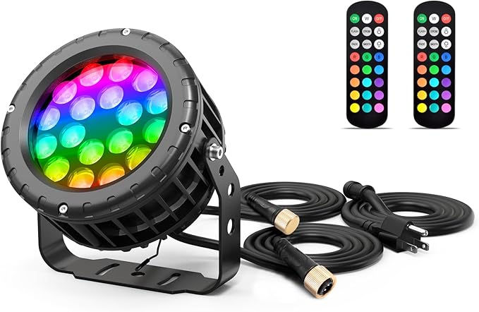 72W RGBW LED Wall Washer Light, RGB+5700K CCT Dimmable Flood Light - Waterproof Outdoor/Indoor Color Changing Spotlight with Remote, 100-277V AC, Linkable for Landscape Lighting