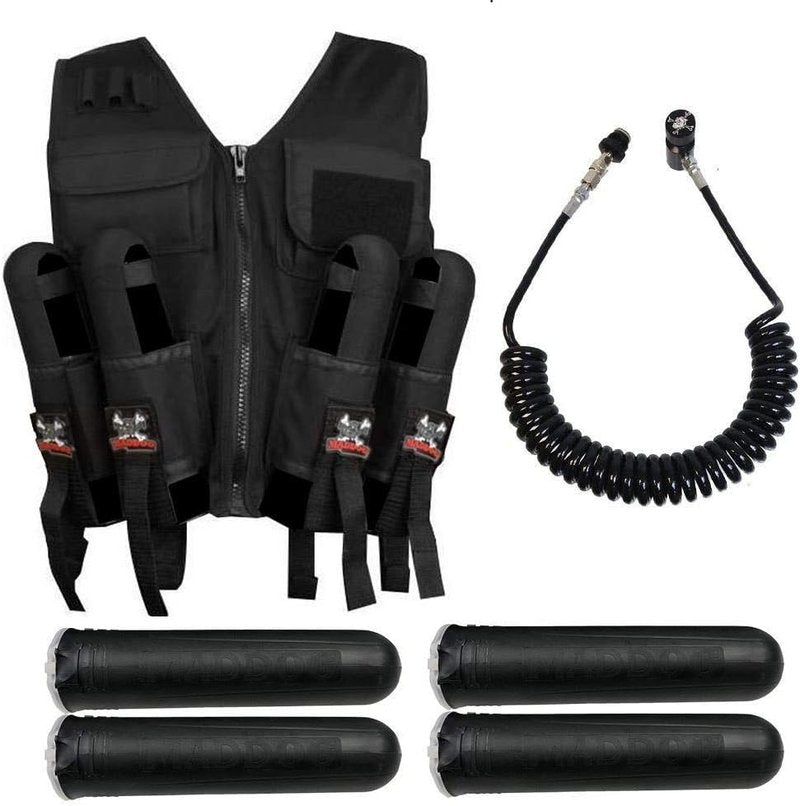 Lightweight Tactical Paintball Vest - Holds 4 Pods & 90ci Tank | Adjustable Fit