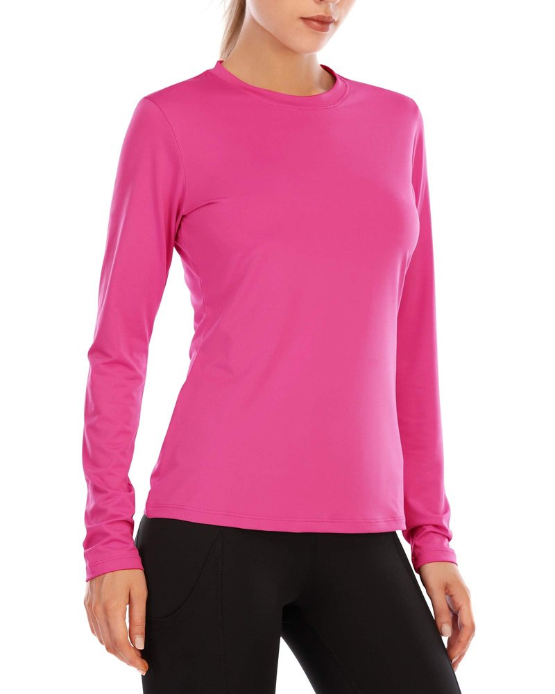 isnowood Women's Sun Protection Long Sleeve Shirts, UPF 50+ UV Rash Guard Swim Clothing, Workout Hiking Running Athletic Tops