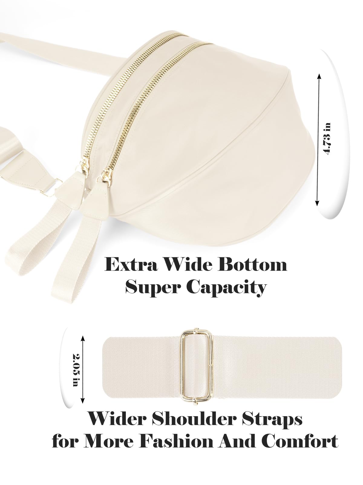Pure Colour Crossbody Bag Bum Bag for Women,Spacious Purse Fanny Packs Belt Bag,Oversized Bum Bag (Colour Bum Bag-Beige)