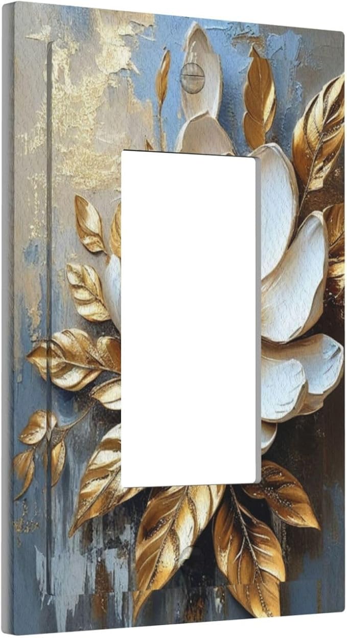 Decorative Art Light Switch Covers Gilded Bloom 1 Gang Rocker Outlet Decorative Switch plate Faceplate GFCI Light Switch Covers for Home Decor