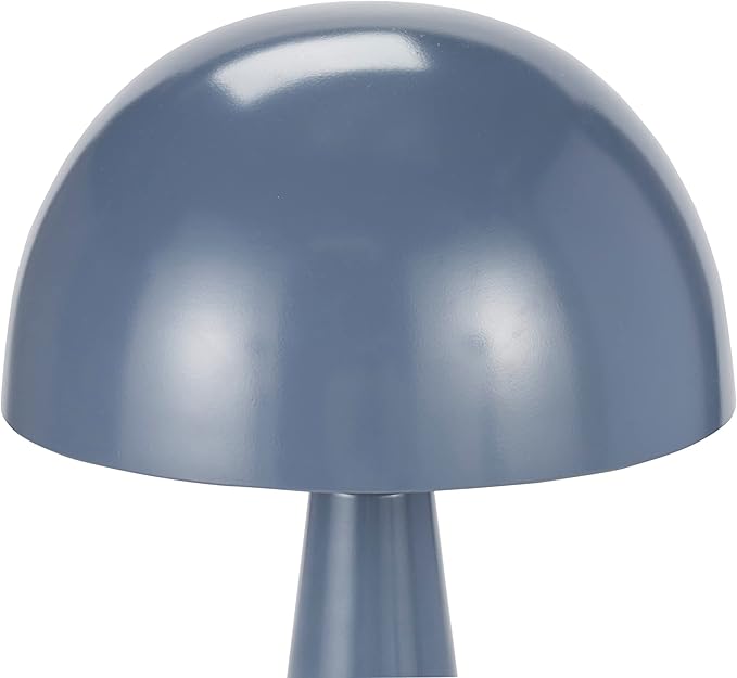Nourison Home 16" Bluish Grey Metal Mushroom Table Lamp, Modern, Retro, Desk Light for Bedroom, Dining, Office, Entryway