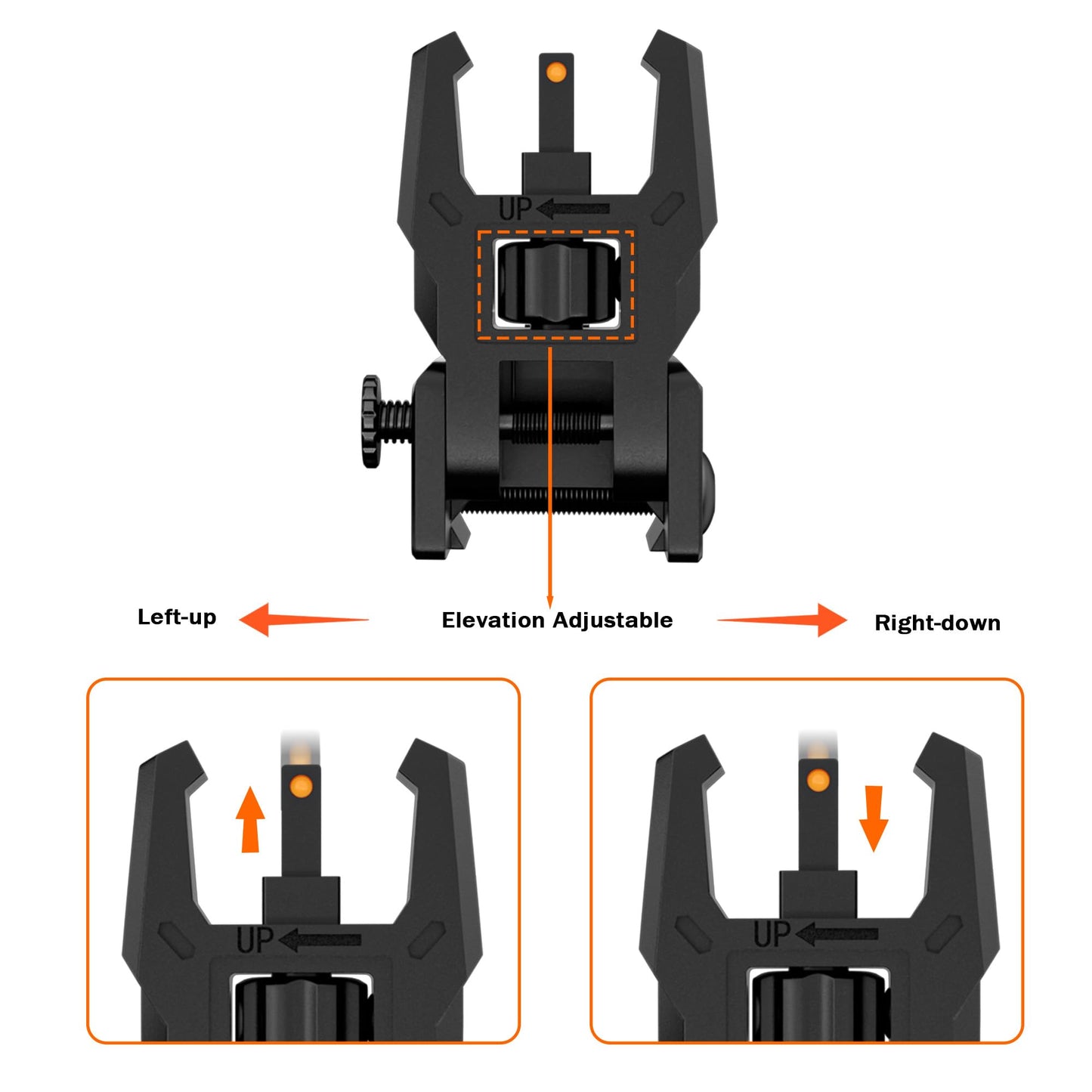 TFFUAM Fiber Optic Sights Flip Up Front and Rear Sites Nylon Folding Sights with Red and Green Fiber Optics Dots Tool-Free Adjustable Backup Sight Set