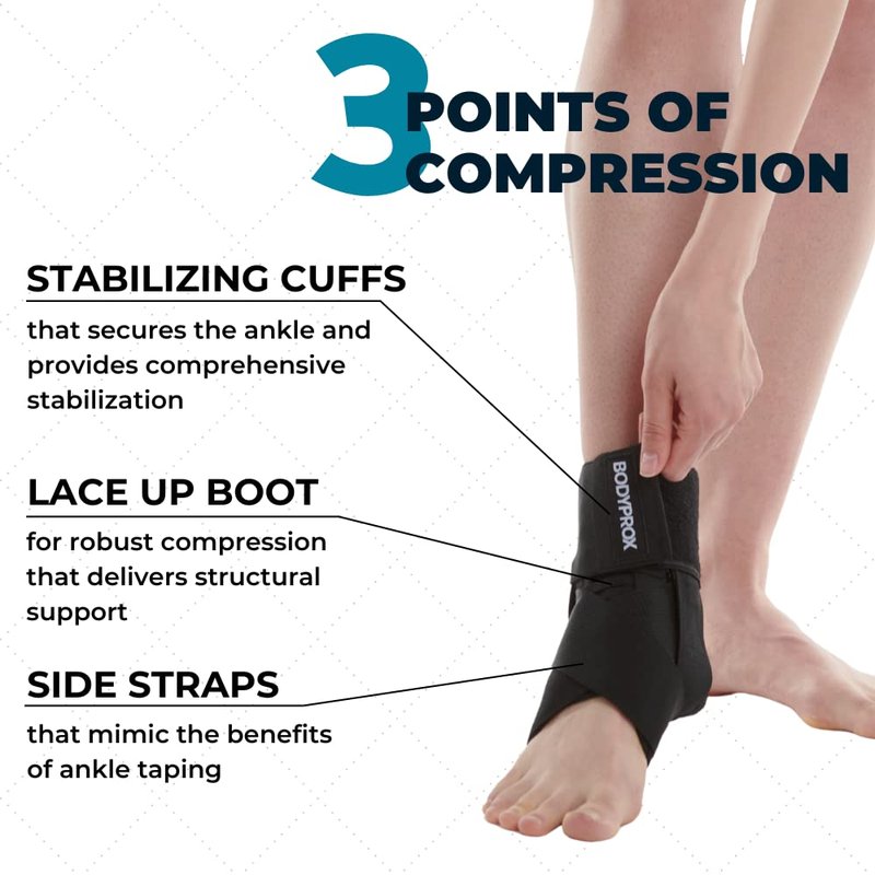 Bodyprox Ankle Brace for Women and Men, Lace Up Ankle Support Brace Stabilizer For Sprained Ankle (Medium)