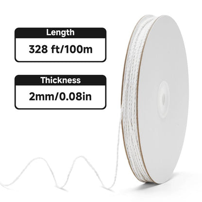 KINGLAKE White String Cotton Twine - 2mm White Butchers Cotton Bakers Twine String 328 Feet for Crafts Kitchen Cooking Meat Roasting Baking Gift Wrapping