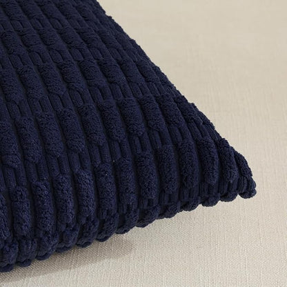 Fancy Homi Navy Blue Decorative Throw Pillow Covers 16x16 Inch for Living Room Couch Bed Sofa, Soft Corduroy Square Cushion Case 40x40 cm, Rustic Modern Farmhouse Boho Home Decor