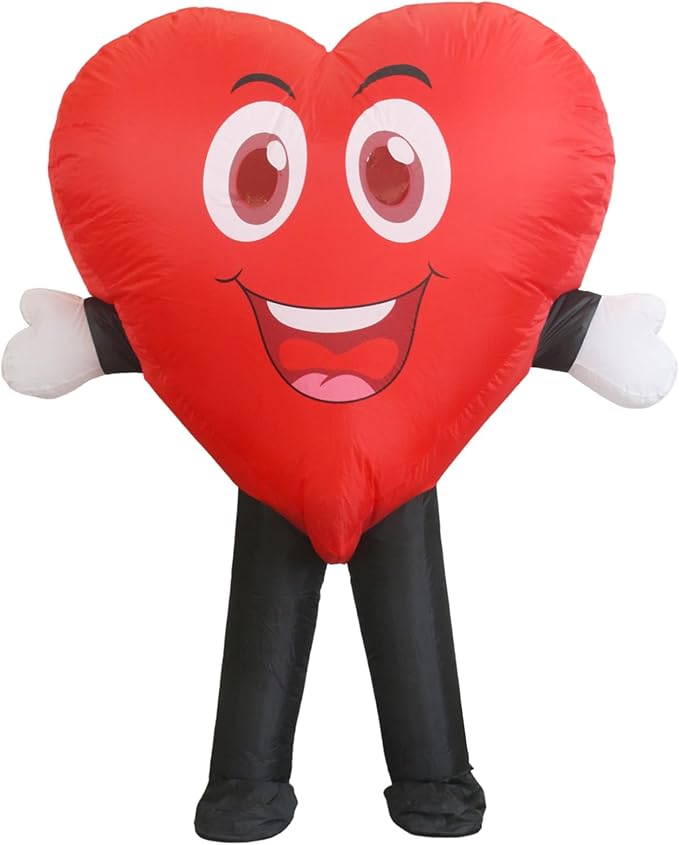 Red Love Heart Inflatable Costume,Fun Air blow up Mascot Suit Halloween Inflatables Costumes Fancy Dress Cosplay