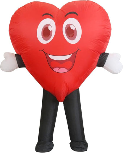 Red Love Heart Inflatable Costume,Fun Air blow up Mascot Suit Halloween Inflatables Costumes Fancy Dress Cosplay