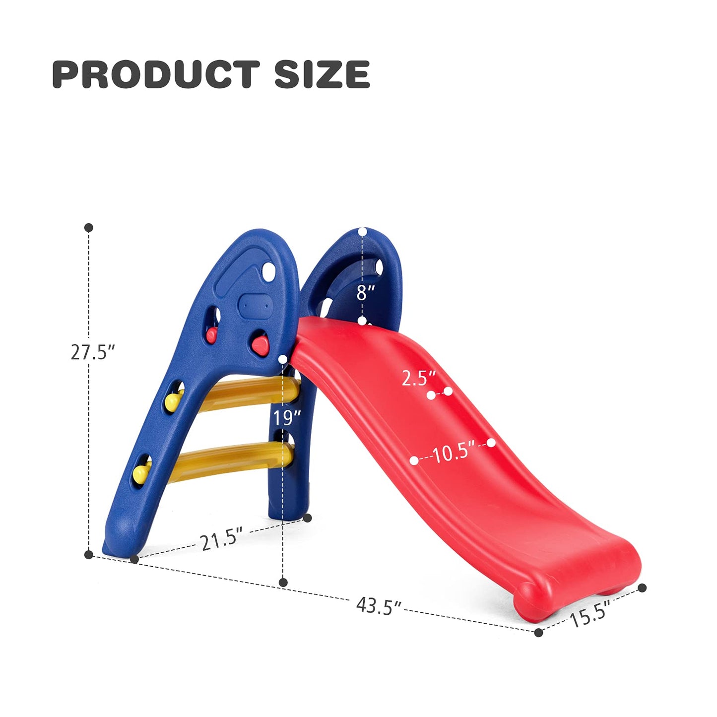 Baby Joy Folding Slide, Indoor First Slide Plastic Play Slide Climber Kids (Ellipse Rail)
