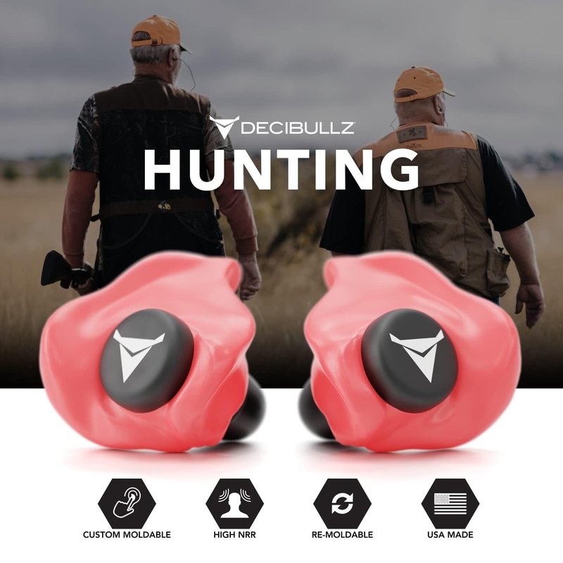Decibullz - Custom Molded Earplugs, 31dB Highest NRR, Comfortable Hearing Protection for Shooting, Travel, Swimming, Work and Concerts (Red)