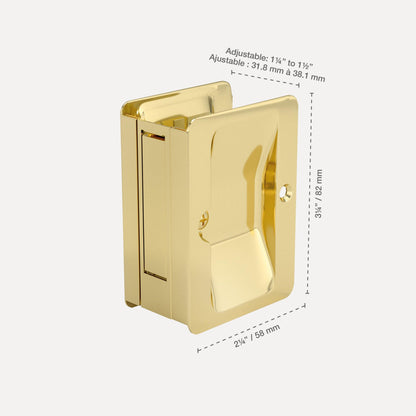 Onward 1700BPSBC Pocket Door Pull with Passage Lock-Rectangular, Brass