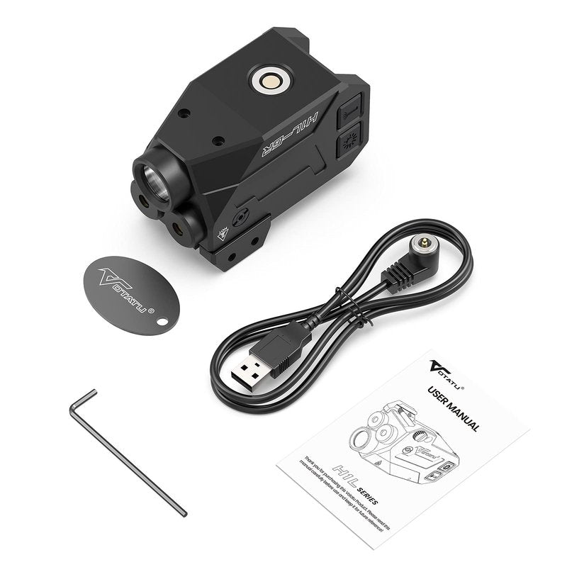 Votatu H1L-GB Laser Light Combo, 3 in 1 Strobe Green Blue Laser Sight with 750 Lumen Strobe Weapon Light for Pistol, Laser Beams for Handgun Picatinny Mount, Magnetic Rechargeable