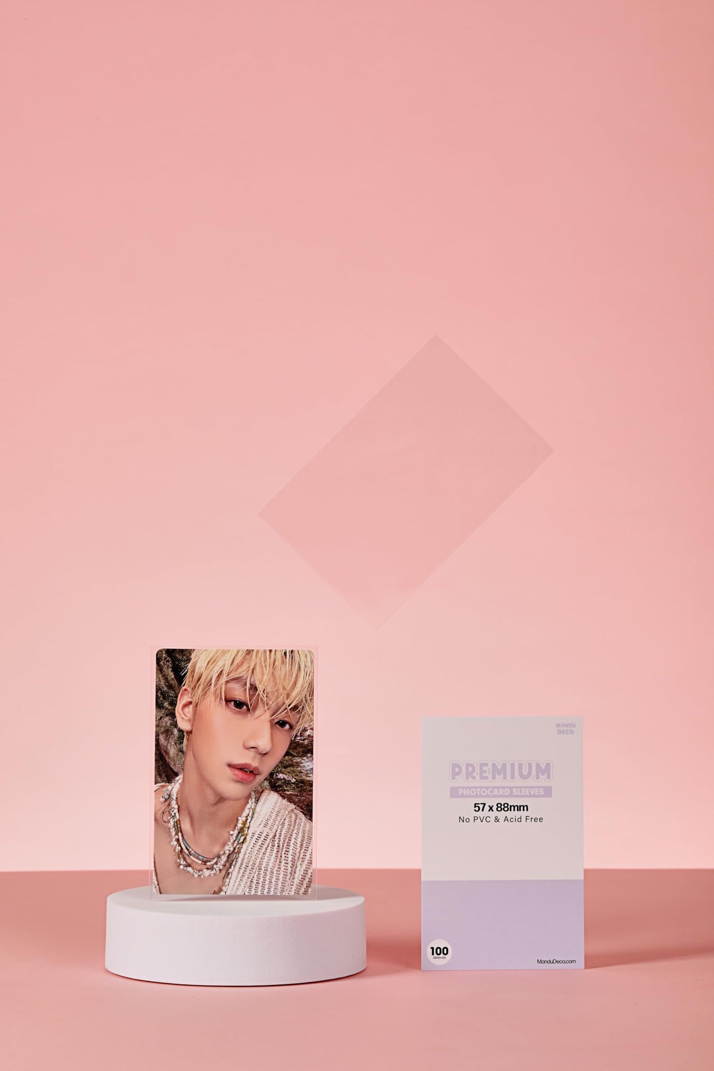 Mandu Deco Kpop Photocard Sleeves Clear Polypropylene Card Protector for Albums Photocards, PVC Free and Acid Free, 100 Sleeves per Pack (57x88mm)
