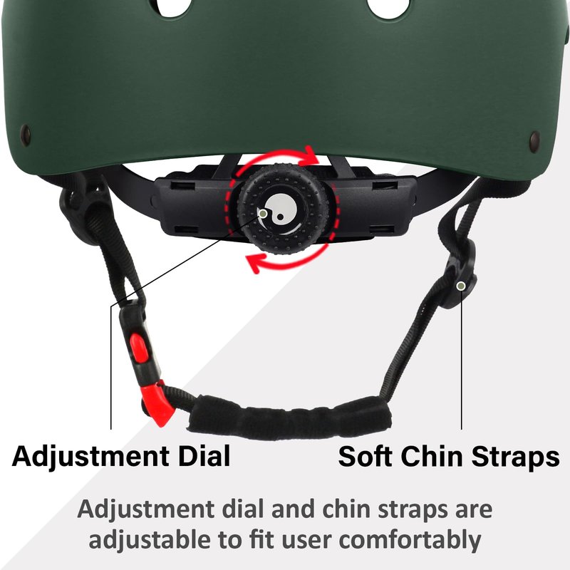 OUWOR Adult Skateboard Bike Helmet for Men and Women, Lightweight Adjustable, Multi-Sport for Bicycle Skate Scooter (Blackish Green, Large)