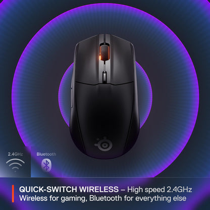 SteelSeries Rival 3 Wireless Gen 2 Gaming Mouse — 2.4GHz and Bluetooth — 18000 DPI TrueMove Air Optical Sensor — 60 Million Click Durability — Light-Weight — 100% PTFE Feet — Black