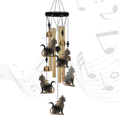 Bronze Cats Wind Chimes Decor, Portable Mobile Wind Catcher, Sympathy Wind Bells, Memorial Gifts for Mom, Housewarming, Blessing Windchime(Outside/Indoor/Home/Room/Porch/Tree/Yard/Garden Decorate)