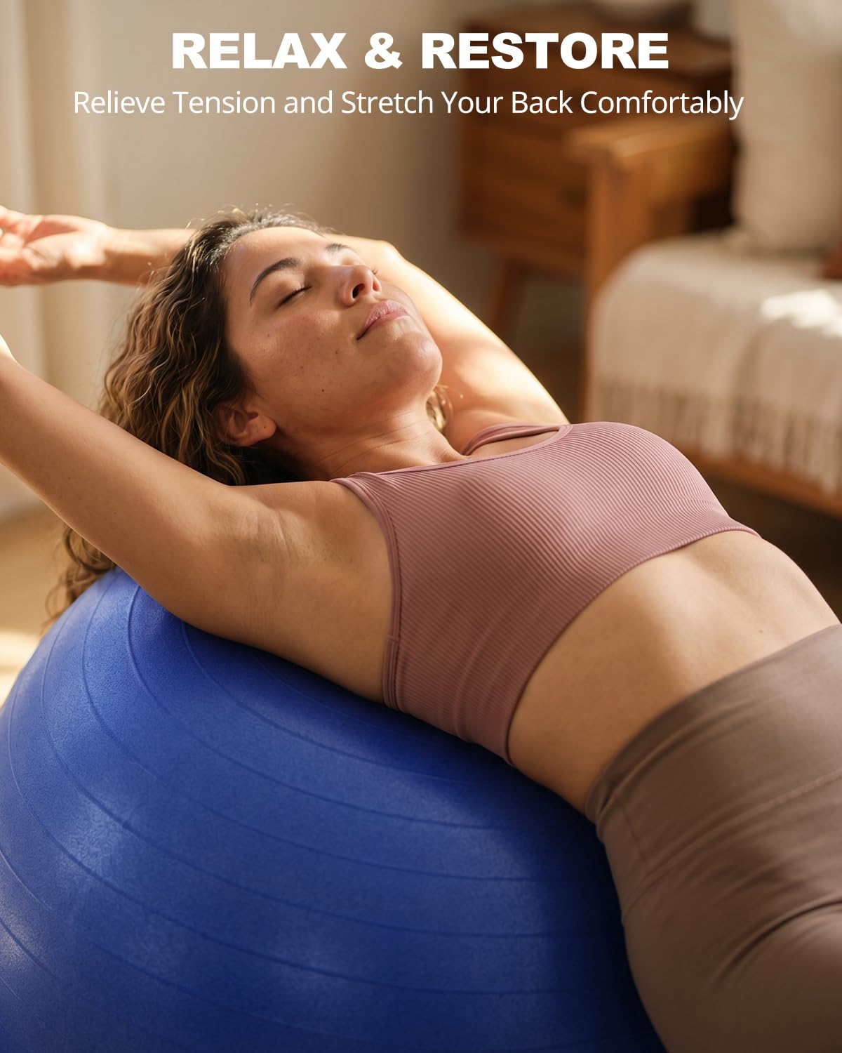 Trideer Exercise Ball for Yoga, Pilates & Fitness – Stability Ball Equipment for Home Gym & Office Chair, Core & Balance Training Accessories, Physical Therapy Equipment, Quick Pump Included, 5 Sizes