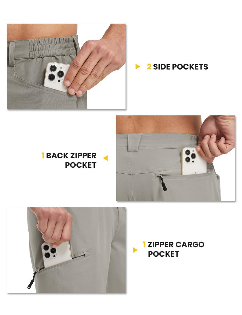 TBMPOY Men's Golf Shorts 9" Lightweight Quick Dry Hiking Cargo Shorts Casual Travel Outdoor with 4 Pockets Light Grey 38