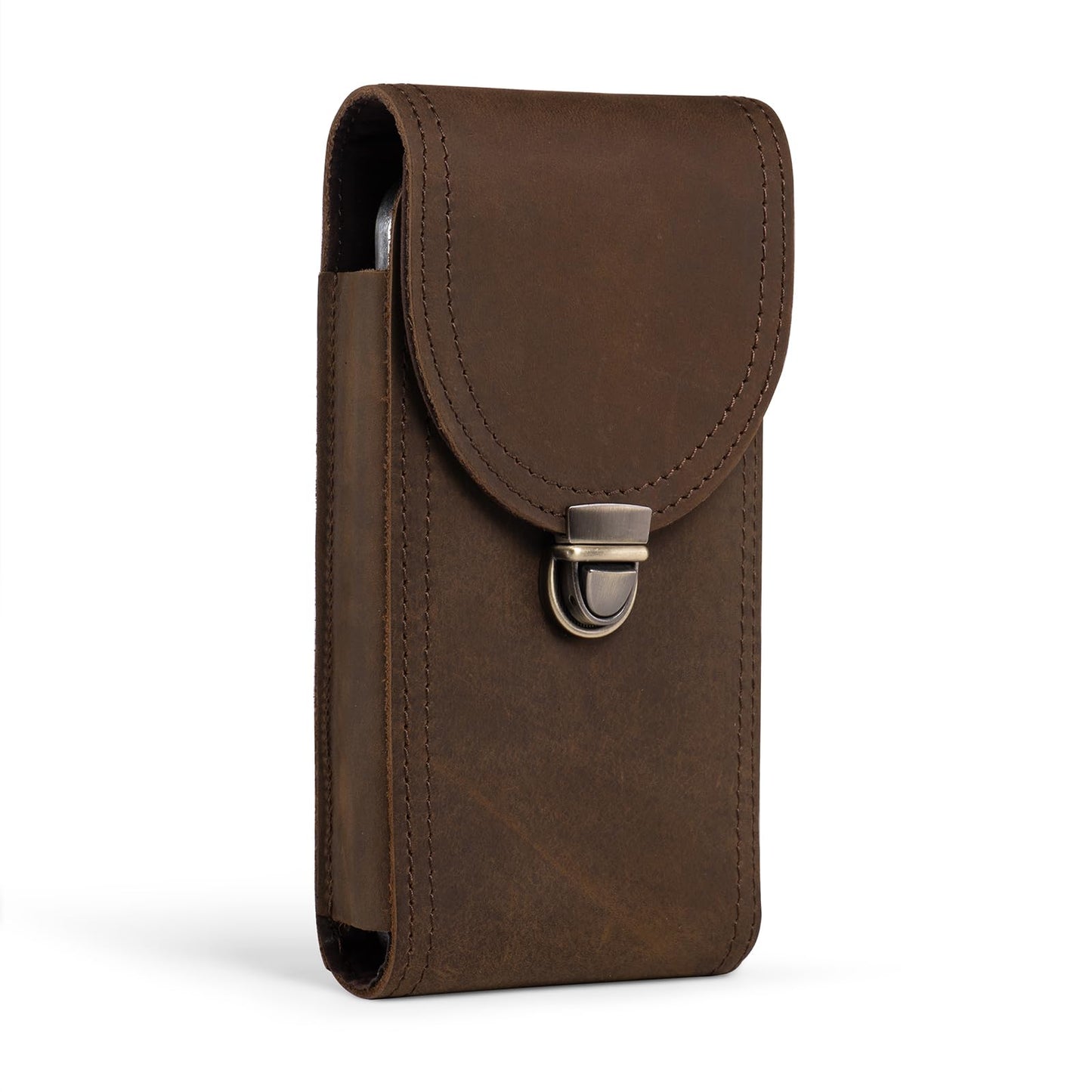 Hengwin Top Grain Crazy Horse Leather Phone Holster Fit for iPhone 17 Pro Max 16 Pro Max 15 Pro Max 14 Pro Max 13 Pro Max Samsung Galaxy S25 Ultra Pouch Case with Belt Clip Phone Holder (Retro Brown)