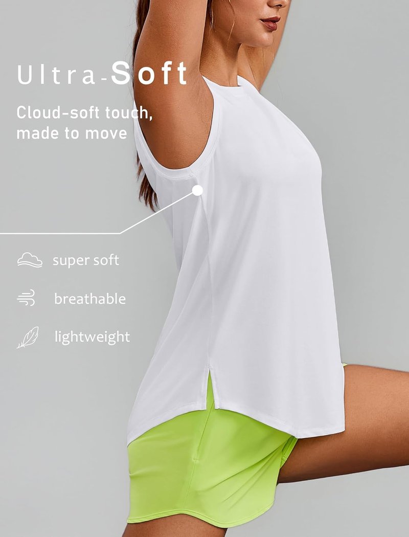 Workout Tops for Women - Sleeveless Athletic Tank with UPF 50+ Protection | Loose Fit Gym & Yoga Shirt