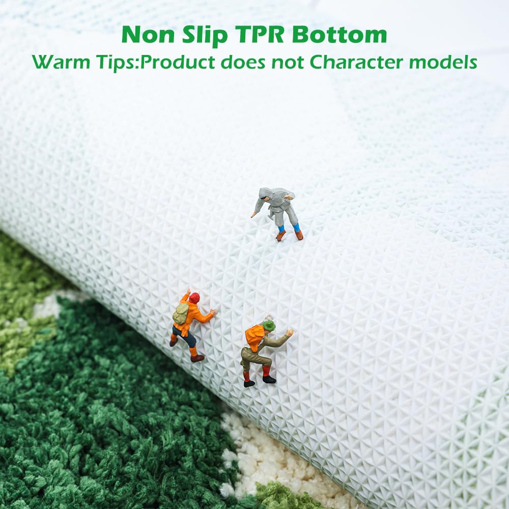 Baahrnom Tufted Toilet Rug 24" x 20" Green Toilet Rugs U Shaped Machine Washable Cute Leaves Toilet Bath Mat Soft Non Slip