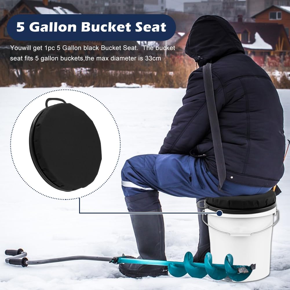 FaHuoJiuKa 5 Gallon Bucket Seat Lid, 360-Degree Swivel Foam Cushion Bucket Spin Seat with Handle, for Duck Hunting, Fishing, Sports, Gardening and Camping