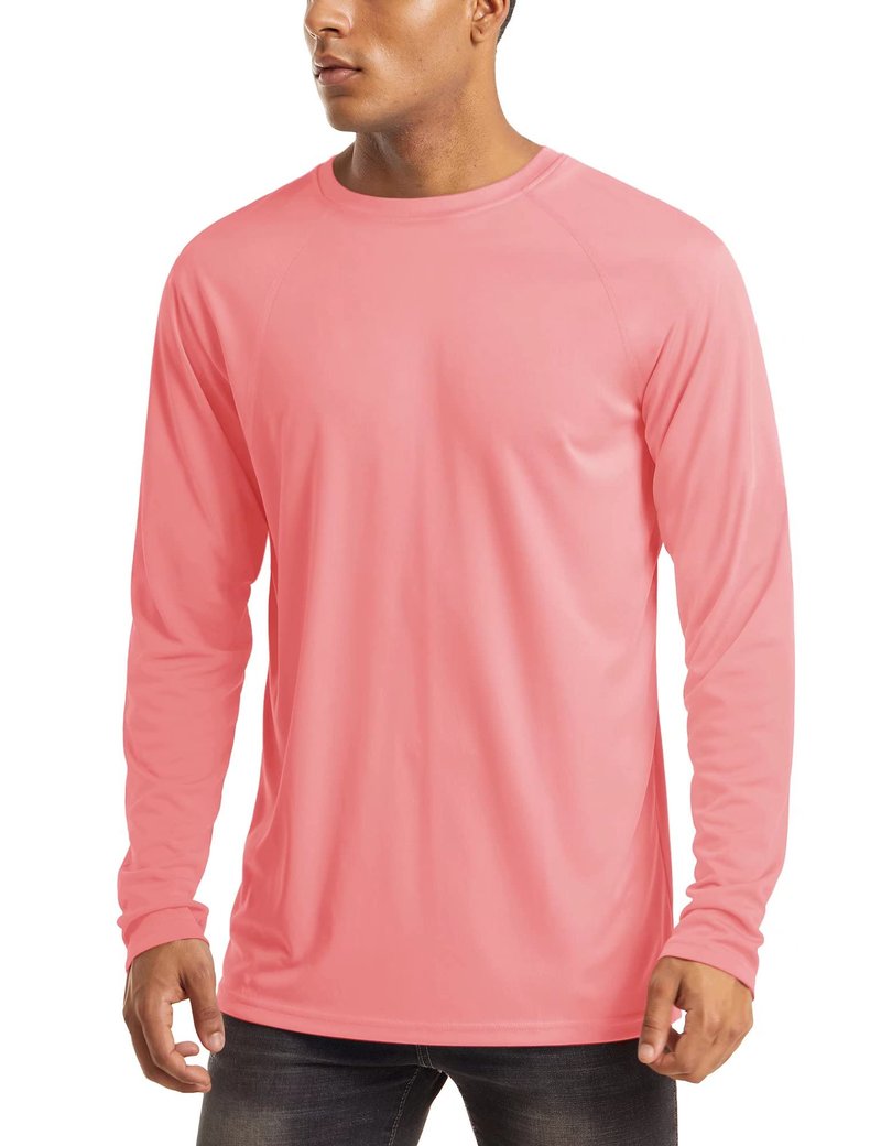 MAGCOMSEN Hiking Shirts for Men Long Sleeve Running Shirts Quick Dry Shirts Baselayer Swim Shirt Athletic T Shirts Watermelon Red