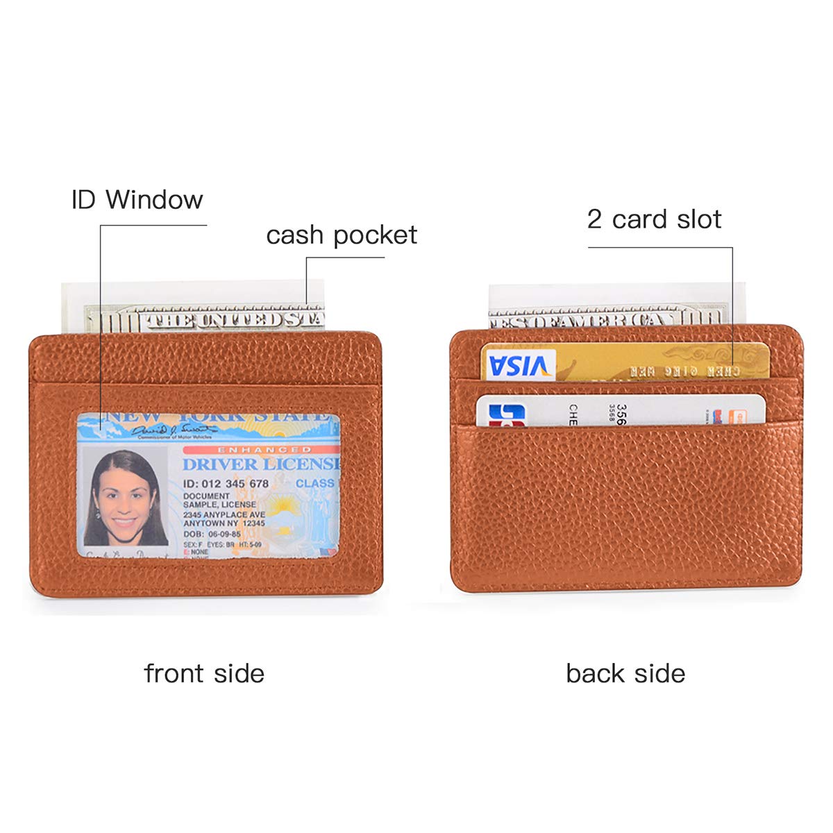 EASTNIGHTS Credit Card Holder Slim Wallet Leather Minimalist Wallet with ID Window (brown)