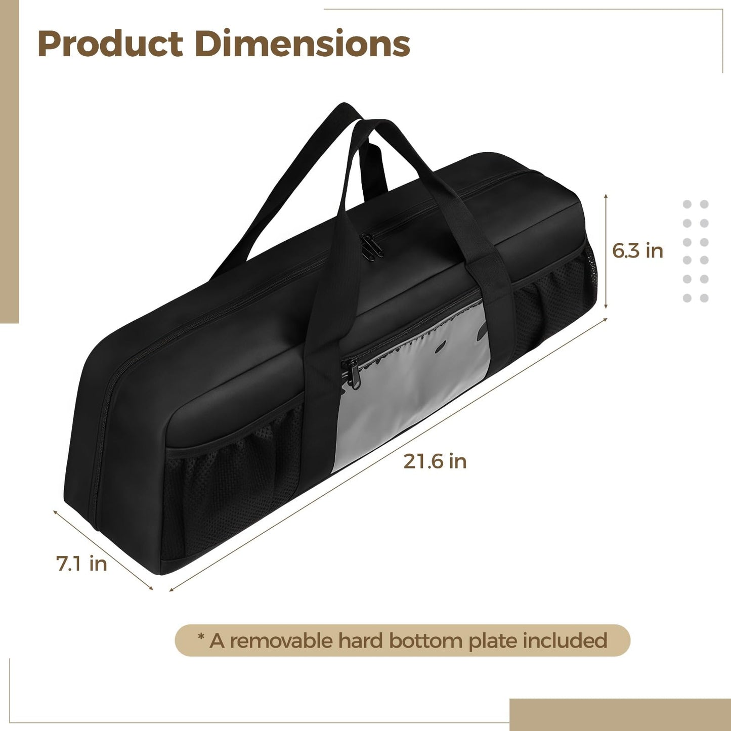 Grill Tool Storage Bag, Outdoor BBQ Utensil Holder for Barbecue Tool up to 20", Large Grill Utensil Storage Caddy with Pockets, BBQ Accessories Case Container for Camping, Bag Only, Black