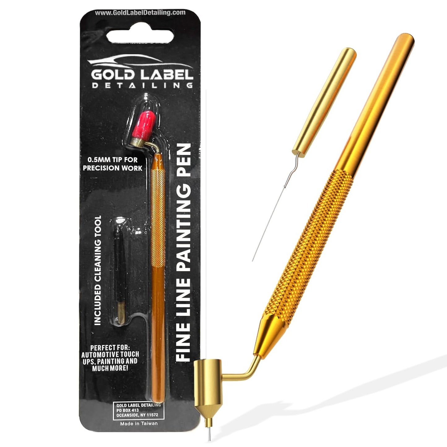 Gold Label Detailing Fine Line Fluid Writer Paint Applicator Pen | Precision Touch Up Paint | Perfect For Rock Chips and Scratch Repair | .5mm Tip Brass Construction