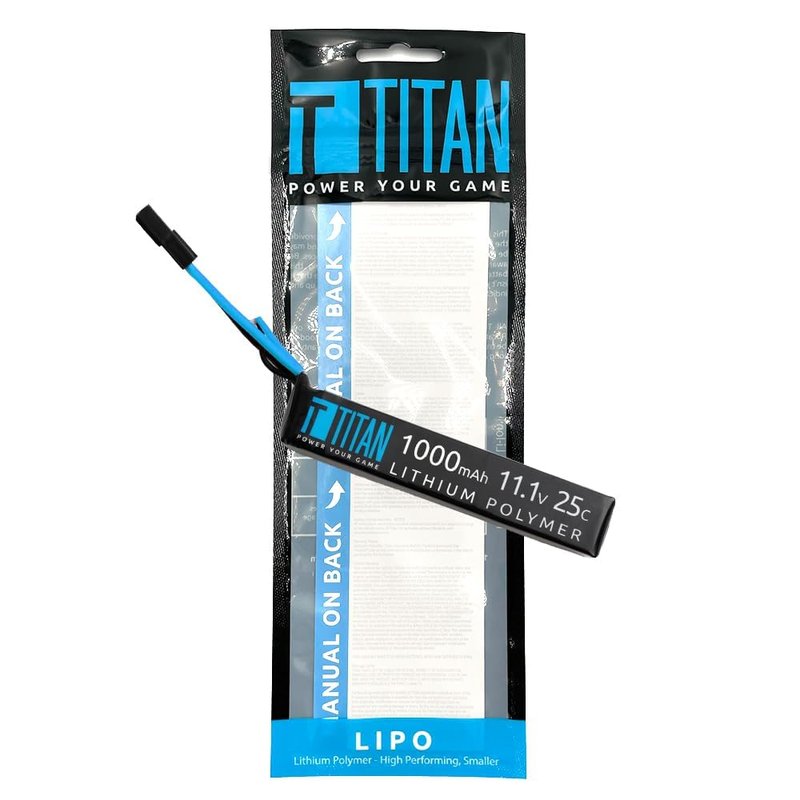 Titan Airsoft LiPo Battery | 1000mAh 11.1v LiPo Stick - Tamiya Plug | Fast Trigger Response Airsoft Gun Battery | Made in The USA
