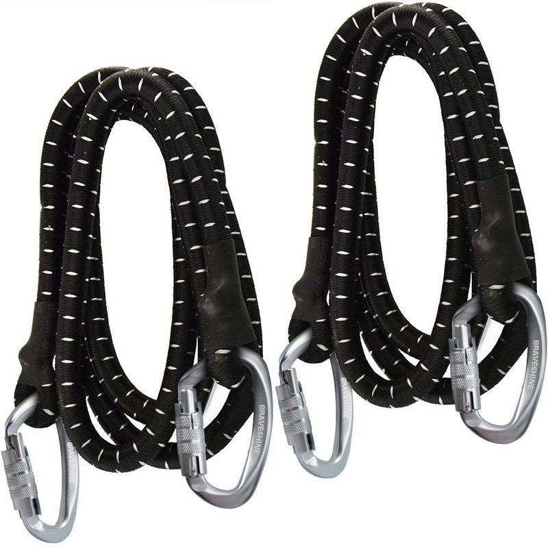 BRAVESHINE Heavy-Weight Carabiner - 2 Pack D Ring Snap Keychain Locking Caribeaner Clips - 12KN Aluminum Screws Buckle Carabiner Hook for Men Women Key Keychains, Water Bottle, Dog Leash - Silver