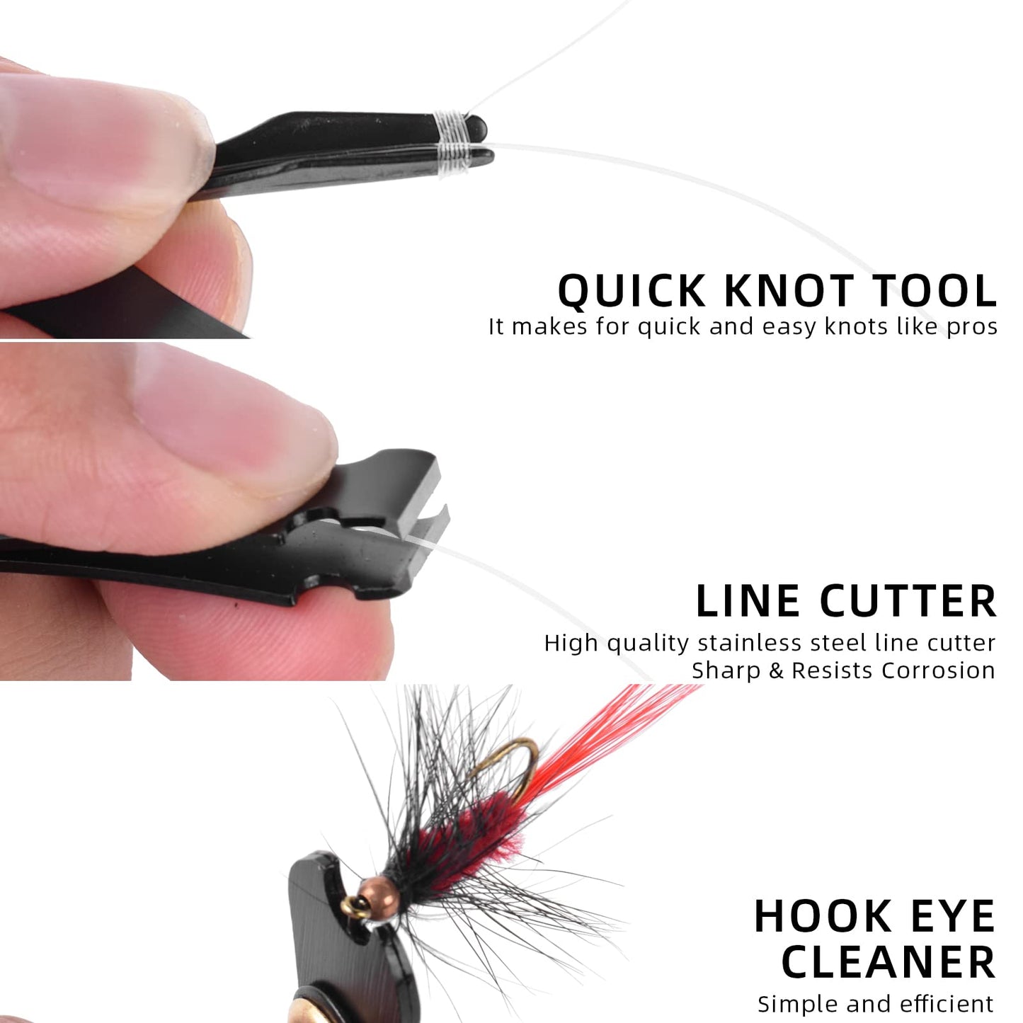SF Fly Fishing Tools Kit Fishing Knot Tool and Line Clipper, Zinger Retractor, Hook Remover Forceps