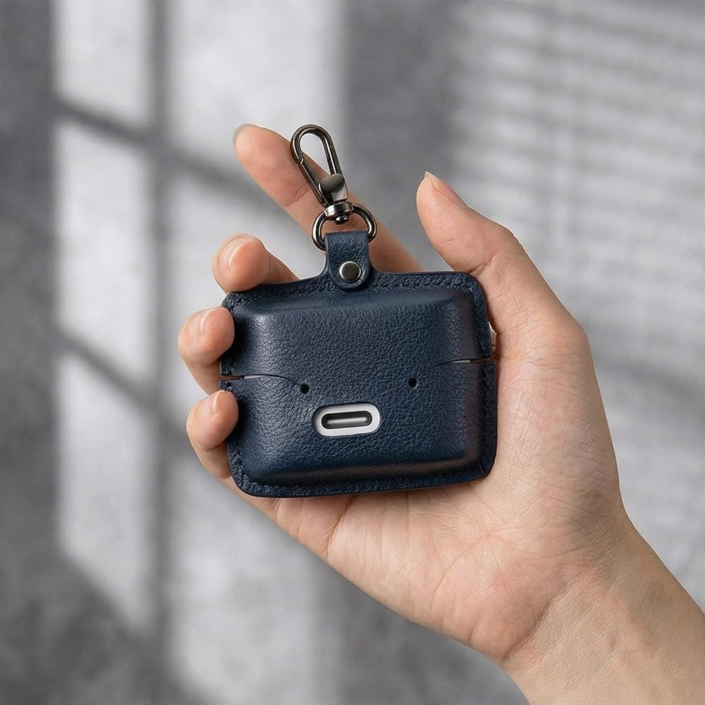 for Sony WF-1000XM6 Leather Case with Keychain Lock, Stylish Retro PU Leather Wireless Charging Earbuds Protective Cover for WF-1000XM6 (2026) for Women Men (Black)