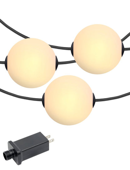 Brightech Orb Outdoor Indoor String Lights - Frosted Lantern LED String with 10 Weatherproof Globe Lights - Plug in Commercial Grade Light Strand for Patio, Porch, Garden, Café - 30 Ft, Black
